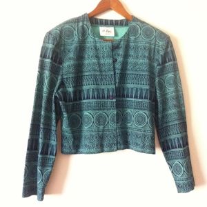 Vintage 1980s Teal & Navy Blue Jacket Blazer